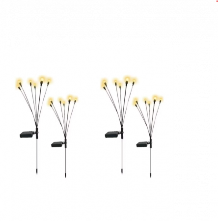Lampi solare - Set 4 X Lampi solare Licurici De Gradina 6 Bulbi Fiecare, Lumina alba calda
