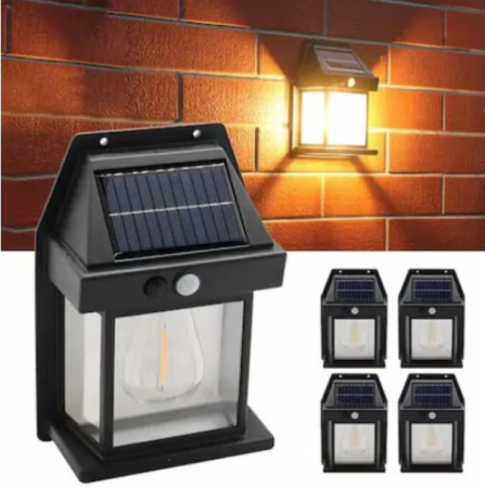 Set 4x Lampa solara LED de perete cu senzor de miscare, 3 moduri de iluminare, BZRSH, lumina calda [2]