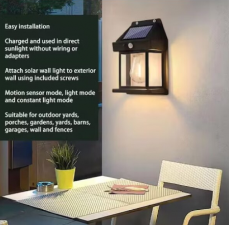 Set 4x Lampa solara LED de perete cu senzor de miscare, 3 moduri de iluminare, BZRSH, lumina calda [3]