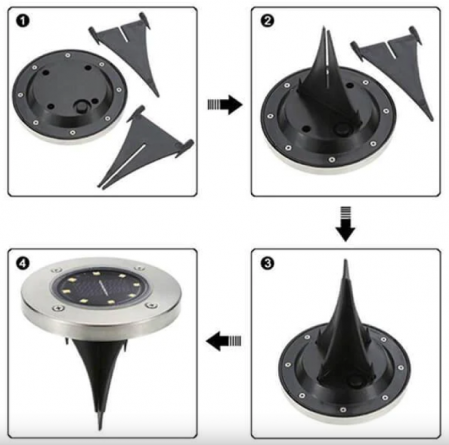 Set 4x Lampi Solare Pentru Gradina Cu Fixare In Pamant, 8 LED, Rezistent La Apa Si Interperii, Lumina Puternica, Senzor de lumina [6]