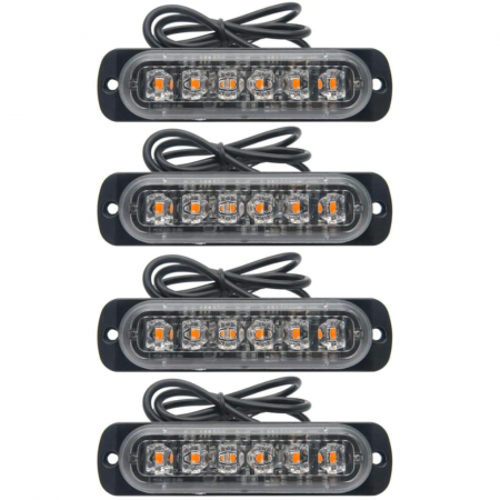 Auto - Set 4x Stroboscop 6 LED, lumina portocalie