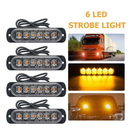 Set 4x Stroboscop 6 LED, lumina portocalie [1]