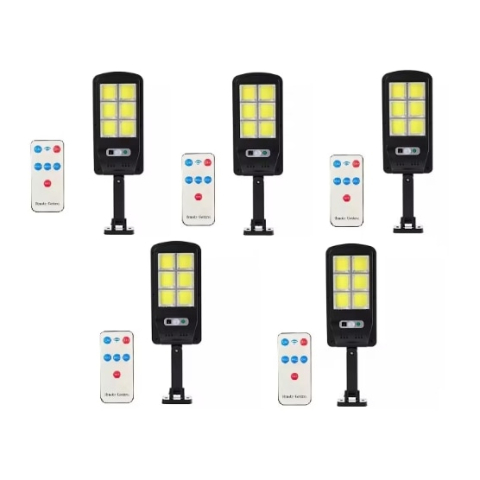 Lampi solare - Set 5 Lămpi Solare BZRSH 6COB 96 LED, 50W, 3 Moduri Iluminare, Senzor Mișcare, Telecomandă, Rezistent la Apă