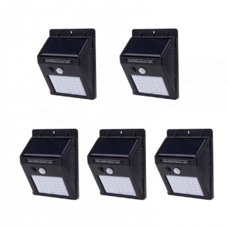 Set 5 lampi solare cu senzor de lumina, 20 LED-uri [0]