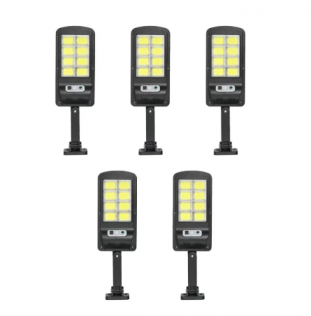 Lampi solare - Set 5 Lampi solare LED, 40W, cu panou solar, 160 LED COB, senzor de miscare, 3 moduri de iluminare, telecomanda, BZRSH
