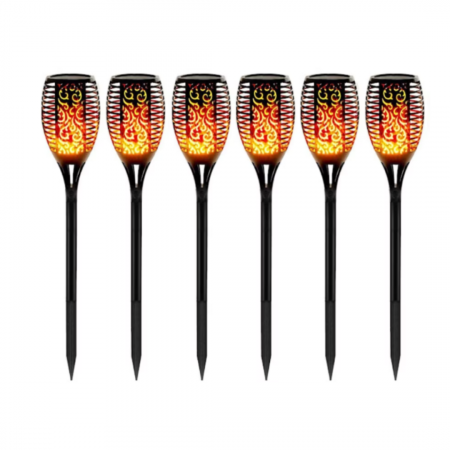 Lampi solare - Set 6x Lampi solare tip torta, efect flacara, 12LED, 51.5 cm, fixare in sol, BZRSH