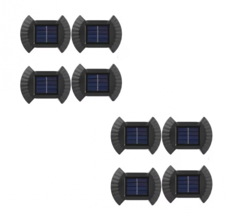 Lampi solare - Set 8 lampi LED solare cu lumina bidirectionala pentru garduri, scari exterioare, senzor de lumina calda