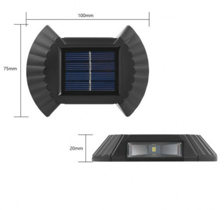 Set 8 lampi solare cu LED pentru perete, scari, lumina bidirectionala alba [2]