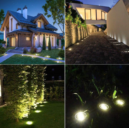 Set 4x Lampa Cu Incarcare Solara Rapida SI Timp Mare De Utilizare, alb cald, Tip Spot Cu 8 Leduri, Pentru Gradina, WaterProof, IP65, Carcasa Din Metal Rezistent [6]