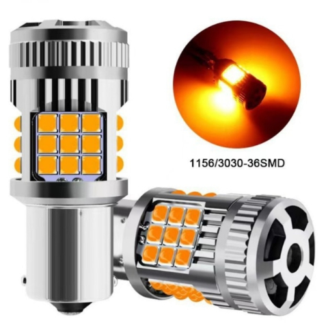 Iluminare Auto LED - Set Becuri LED Galbene P21W BA15S 1156 CANBUS 12V, Ventilator Racire – BZRSH