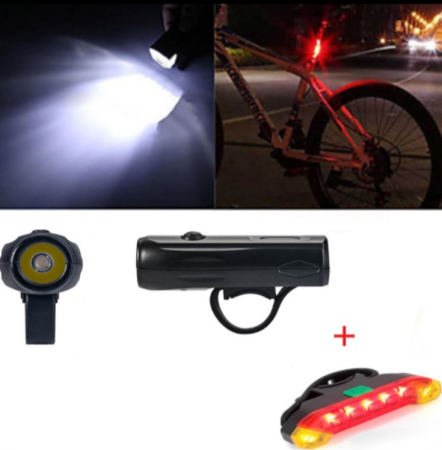 Electronice - Set de lumini LED fata-spate pentru bicicleta, reincarcabile USB