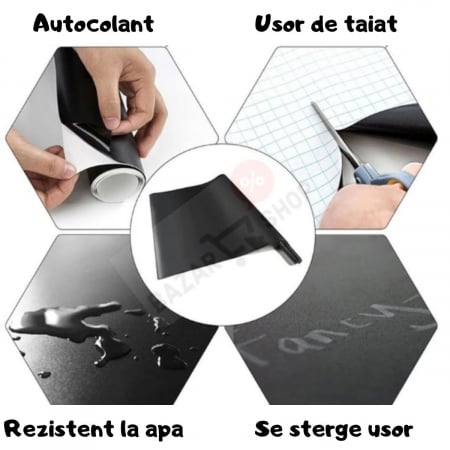 Set 2x Sticker Blackboard, folie autocolanta, negru, tabla de scris cu creta [1]