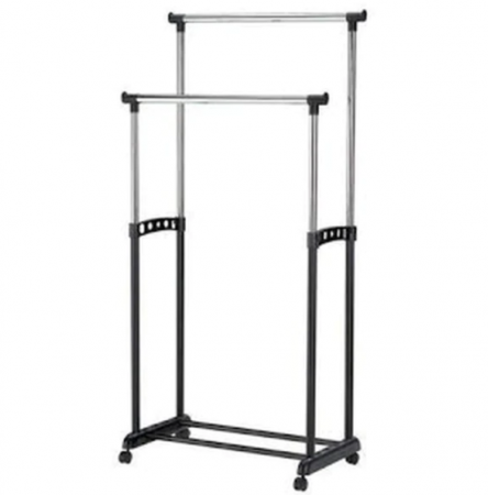 Casa si gradina - Suport de haine dublu, reglabil, mobil, cadru metalic, inaltime maxima 130cm, maxim 20 kg