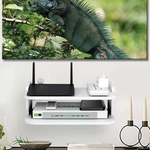 Suport de perete pentru router si alte obiecte, 20x30x14cm, alb [4]