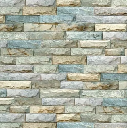 Tapet 3D Autoadeziv, Model Caramida in Relief, Bej/Albastru, Design Modern, Rezistent la Apa, Usor de Curatat, Dimensiuni 77x70cm [1]