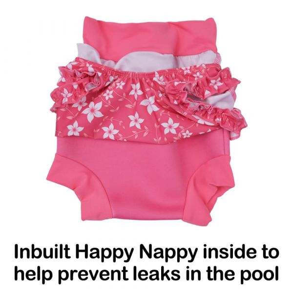 Costum înot/scutec de apă bebeluşi - Happy Nappy™ Roz Geraniu [4]