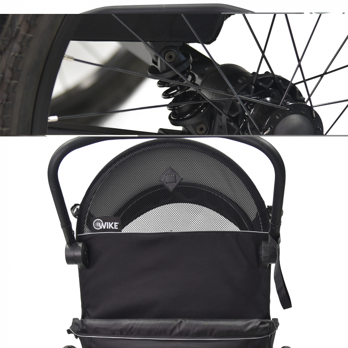 Remorcă pentru bicicletă 3 în 1 Wike Premium Double cu suspensie [4]