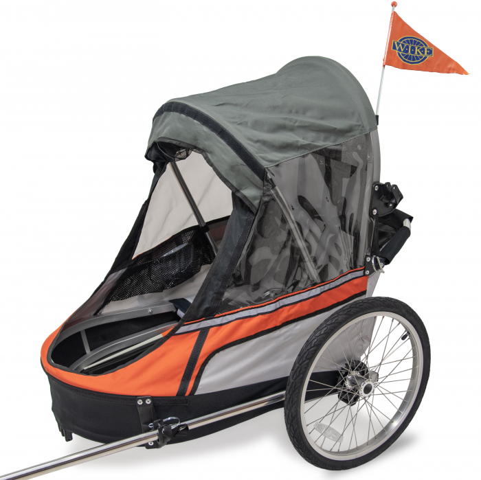 Remorca pentru biciclete 3in1 Wike Premium Double, portocaliu-gri - cel mai mult spatiu pentru copil [6]