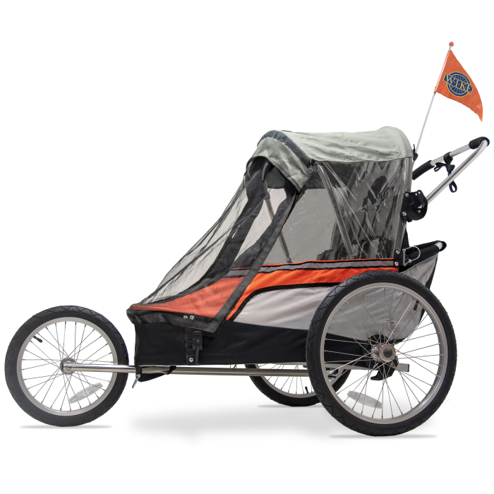 Remorca pentru biciclete 3in1 Wike Premium Double, portocaliu-gri - cel mai mult spatiu pentru copil [8]