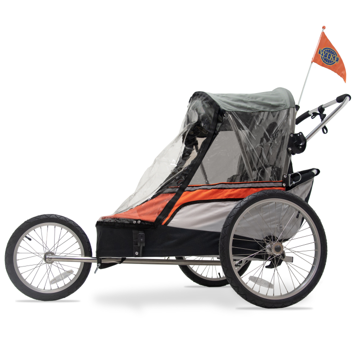 Remorca pentru biciclete 3in1 Wike Premium Double, portocaliu-gri - cel mai mult spatiu pentru copil [7]