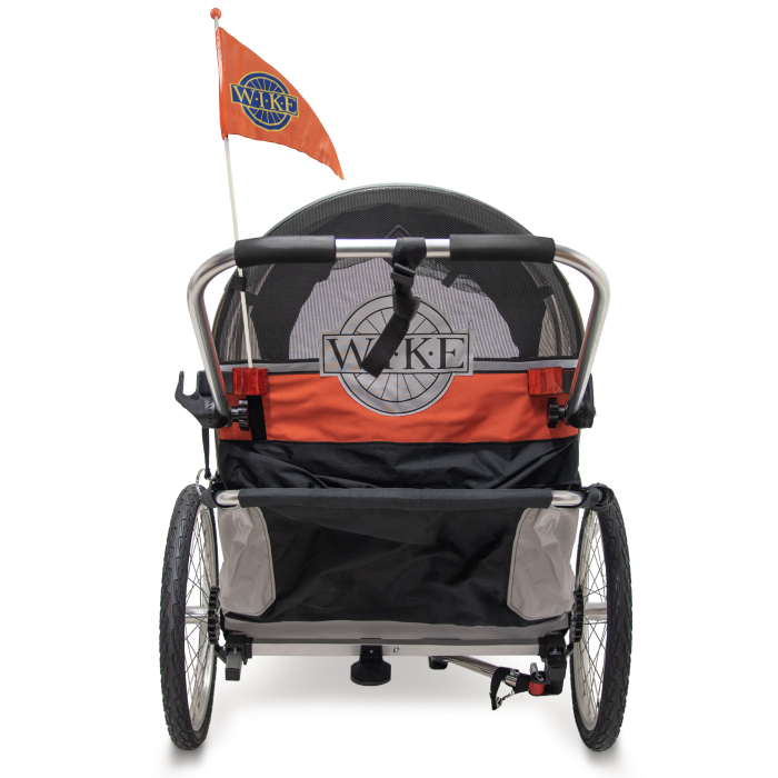 Remorca pentru biciclete 3in1 Wike Premium Double, portocaliu-gri - cel mai mult spatiu pentru copil [5]