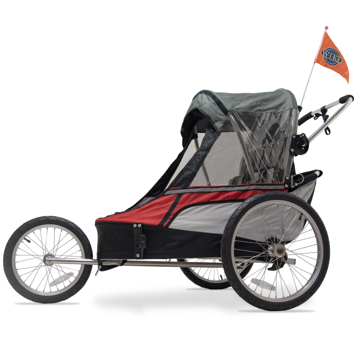 Remorca pentru biciclete 3in1 Wike Premium Double, rosu si gri - cel mai mult spatiu pentru copil [2]