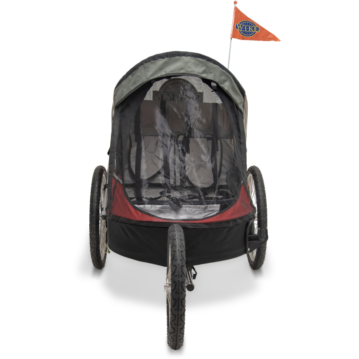 Remorca pentru biciclete 3in1 Wike Premium Double, rosu si gri - cel mai mult spatiu pentru copil [7]