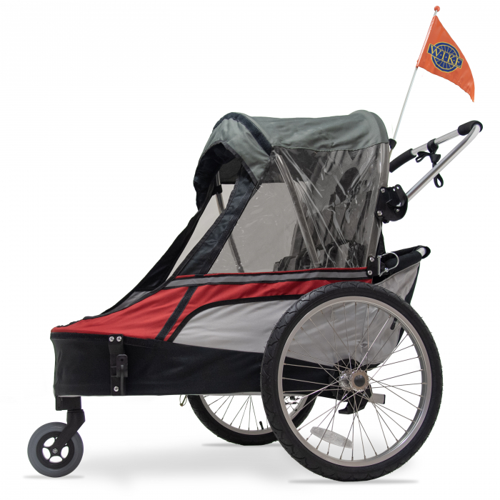 Remorca pentru biciclete 3in1 Wike Premium Double, rosu si gri - cel mai mult spatiu pentru copil [3]