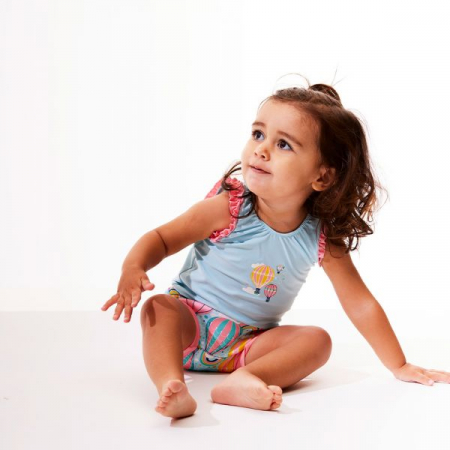 Costum înot/scutec de apă bebeluşi - Happy Nappy™ Sus Departe Roz [2]