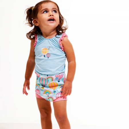 Costum înot/scutec de apă bebeluşi - Happy Nappy™ Sus Departe Roz [3]