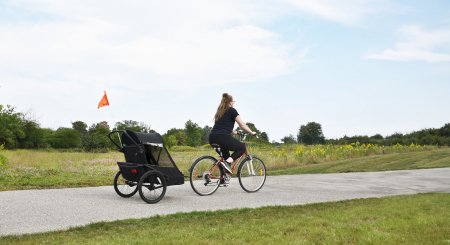 Remorca pentru biciclete 3in1 Wike Premium Double, neagră - cel mai mult spatiu pentru copil [6]