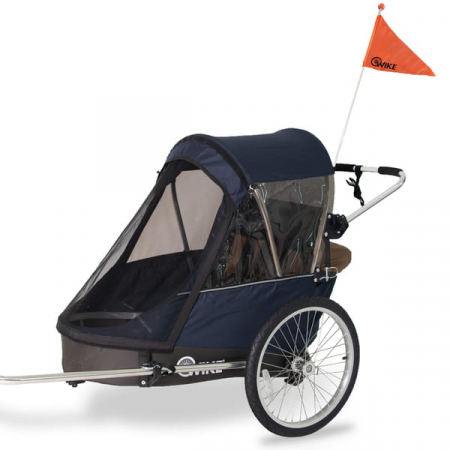 Remorca pentru biciclete 3in1 Wike Premium Double, bleumarin și maro [6]