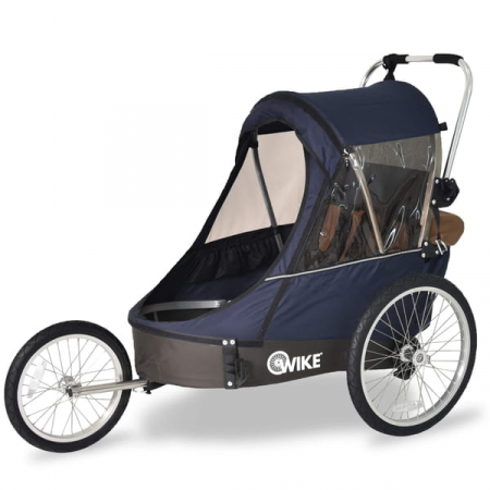 Remorca pentru biciclete 3in1 Wike Premium Double, bleumarin și maro [1]