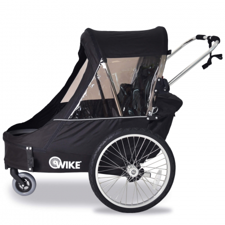 Remorca pentru biciclete 3in1 Wike Premium Double, neagră - cel mai mult spatiu pentru copil [2]