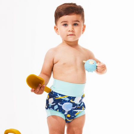 Slip înot/scutec de apă bebeluşi - Happy Nappy DUO™ Sus Departe Bleu [2]
