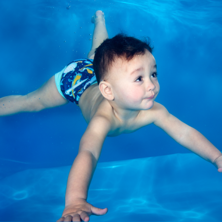 Slip înot/scutec de apă bebeluşi - Happy Nappy DUO™ Sus Departe Bleu [3]