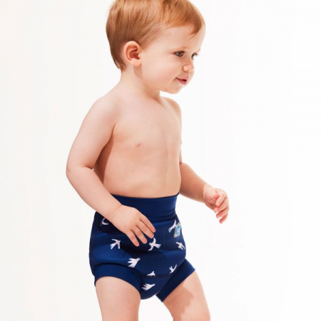 Slip înot/scutec de apă bebeluşi - Happy Nappy™ Păsări Albe [2]