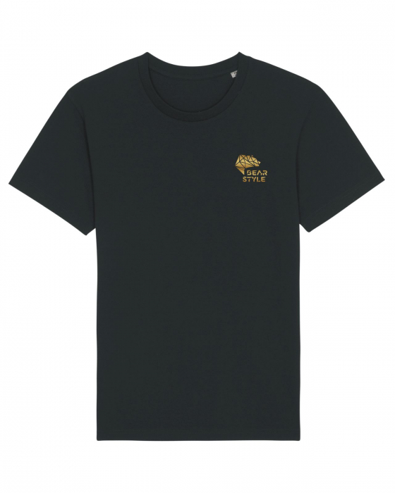 tricou basic, alb, negru, logo bronz [1]
