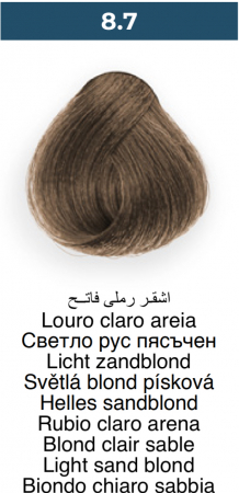 Vopsea profesională permanentă - 8.7 blond deschis nisipiu