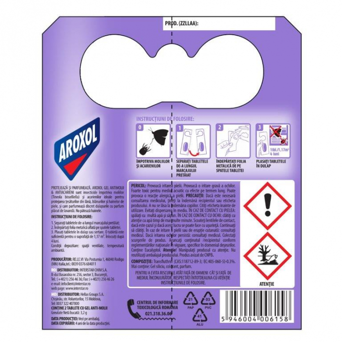 Gel lavanda Aroxol impotriva moliilor  set 2 bucati [2]
