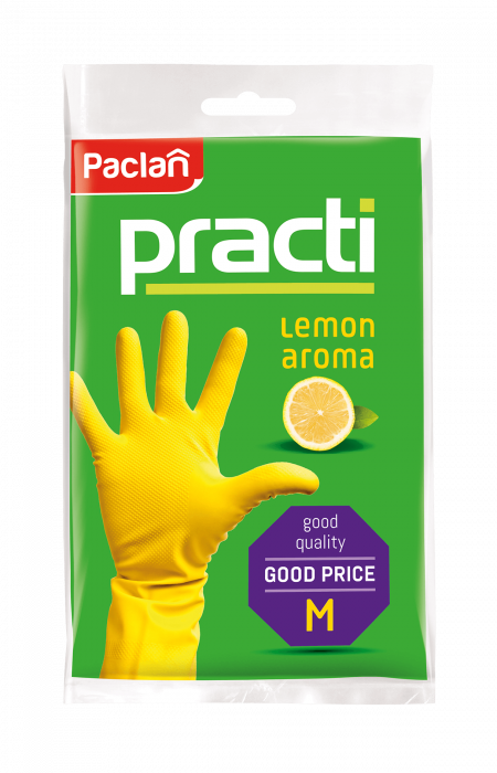 Manusi menaj din cauciuc cu aroma de lamaie Paclan Practi, marime M, o pereche [1]
