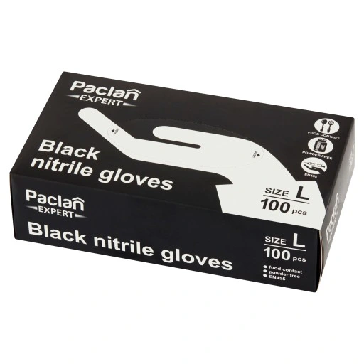 Manusi negre de nitril, nepudrate Paclan Expert, marime L, 100 buc [1]