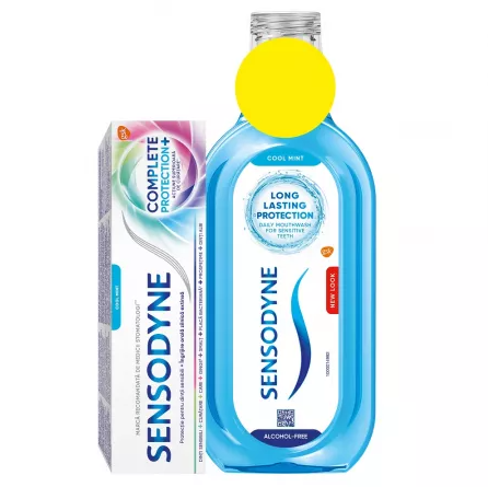 Pachet Pasta de dinti Complete Protection Cool Mint, 75 ml + Apa de gura Cool Mint, 500 ml, Sensodyne [1]