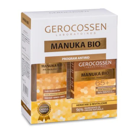 Set cadou Gerocossen Manuka Bio: Crema antirid reparatoare 65+ 50 ml + Apa micelara 3 in 1 300 ml [1]