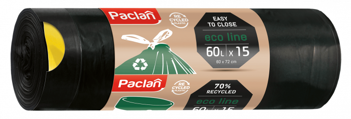 Saci menajeri cu snur Paclan Eco Line, 60 L, 60 x 72 cm, 15 buc [1]