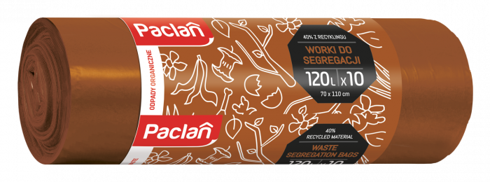 Saci menajeri Paclan, pentru deseuri organice, 120L, maro, set 10 bucati, 70x110cm [1]