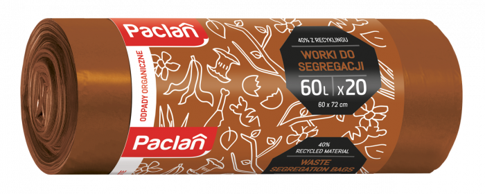Saci menajeri Paclan, pentru deseuri organice, 60L, maro, set 20 bucati, 60 x 72 cm - Paclan [1]