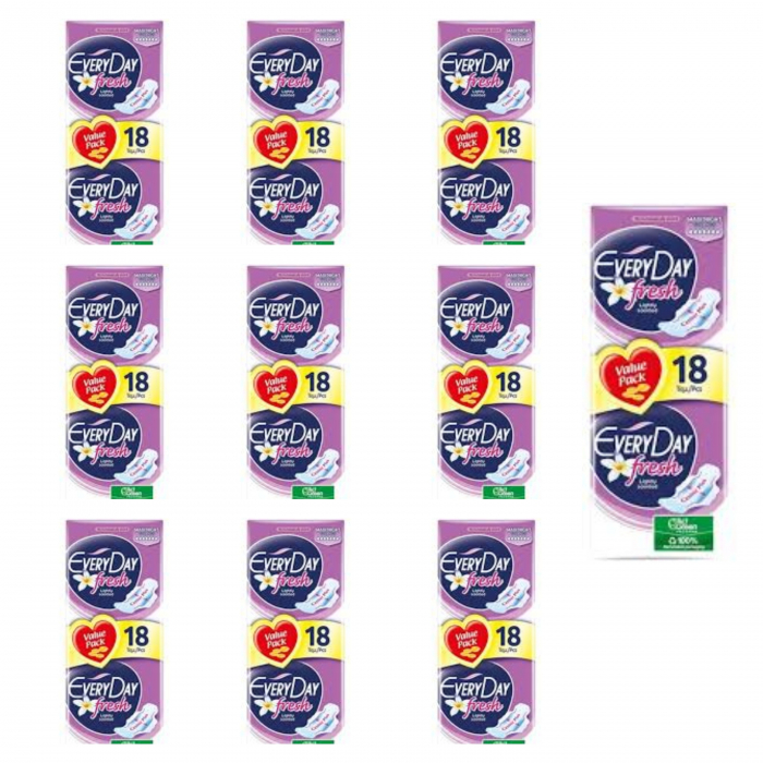 Set 10 x Absorbante Everyday Fresh Maxi Night, 18 buc [1]