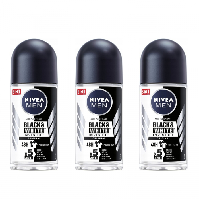 Set 3 x deodorant roll-on NIVEA MEN Black&White Invisible, 50 ml [1]