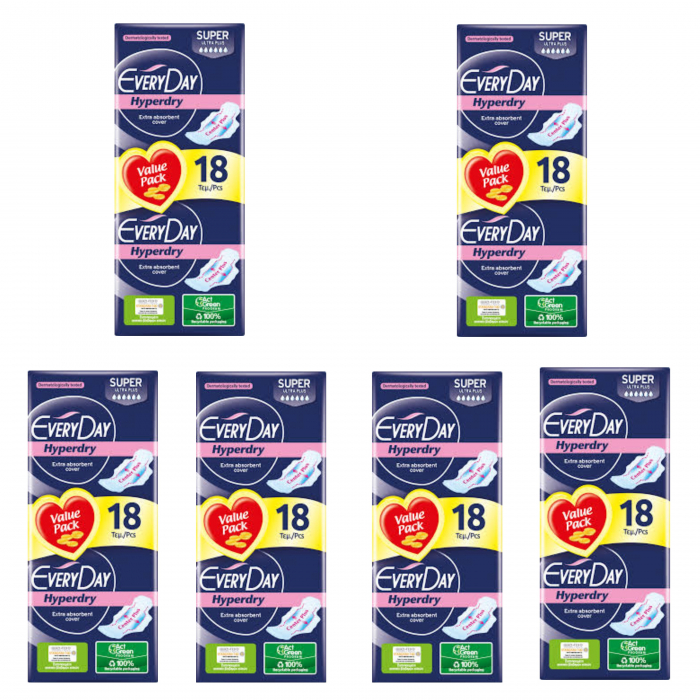 Set 6 x Absorbante Everyday Hyperdry Super, 18 buc [1]